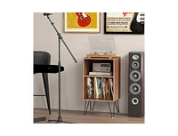 Slickblue Record Player Stand with Charging Station for Living Room Bedroom