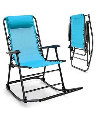 Slickblue Outdoor Patio Camping Lightweight Folding Rocking Chair with Footrest