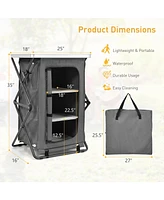 Slickblue Folding Camping Storage Cabinet with 3 Shelves and Carry Bag