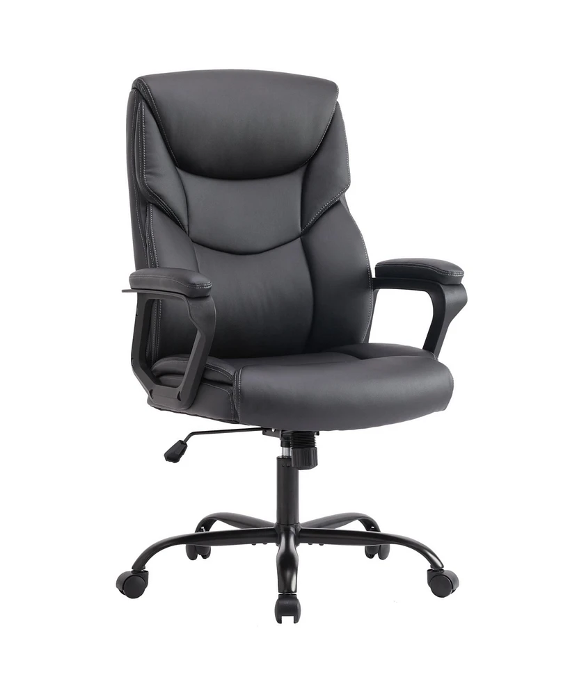 Streamdale Furniture Home Office Chair Ergonomic Pu Leather Desk Chair With Armrests