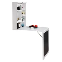 Versatile Foldable Wall-Mounted Desk with Blackboard and Ample Storage