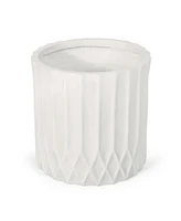 Sleek Concrete Planter Natural Stone Finish, Pleated Design, Durable and Stylish