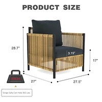 Patio 6 Pieces Brown Pe Wicker Sofa Set with Grey Cushion