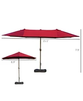15ft Extra-Large Umbrella with Crank Mechanism for Shade and Protection