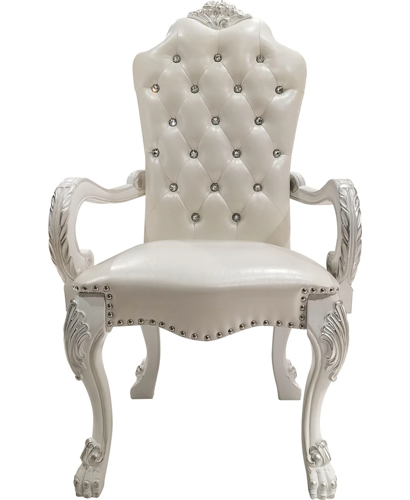 Simplie Fun Dresden Arm Chair (Set-2), Synthetic Leather & Bone White Finish