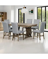 Streamdale Furniture Mid-Century Solid Wood 7-Piece Dining Table Set Extendable Kitchen Table Set