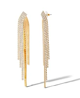 Jessica Simpson Flash Yellow Gold Plated Glass Stone Chain Crystal Drop Earrings