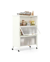 Slickblue 4-Tier Kitchen Bakers Rack with Flip Doors-White