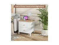 Slickblue 2-Drawer Nightstand with Rubber Wood Legs