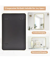 Homlux 24"x36" Rounded Rectangle Wall Mirror with Black Aluminum Alloy Frame