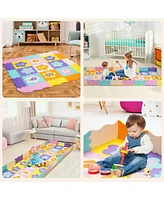 Slickblue 75 Pieces Baby Foam Interlocking Play Mat with Fence with Detachable Numbers