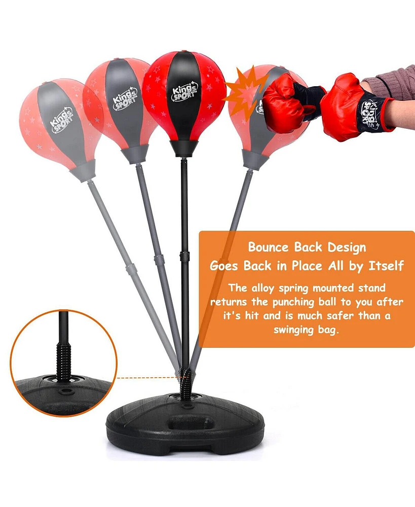 Slickblue Kids Adjustable Stand Punching Bag Toy Set with Boxing Glove