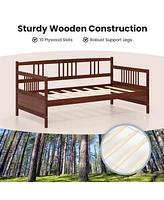 Sugift Twin Size Wooden Slats Daybed Bed with Rails