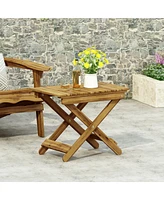 Simplie Fun Outdoor Folding Wooden Side Table, Natural, 15"D x 22.75"W x 18.25"H