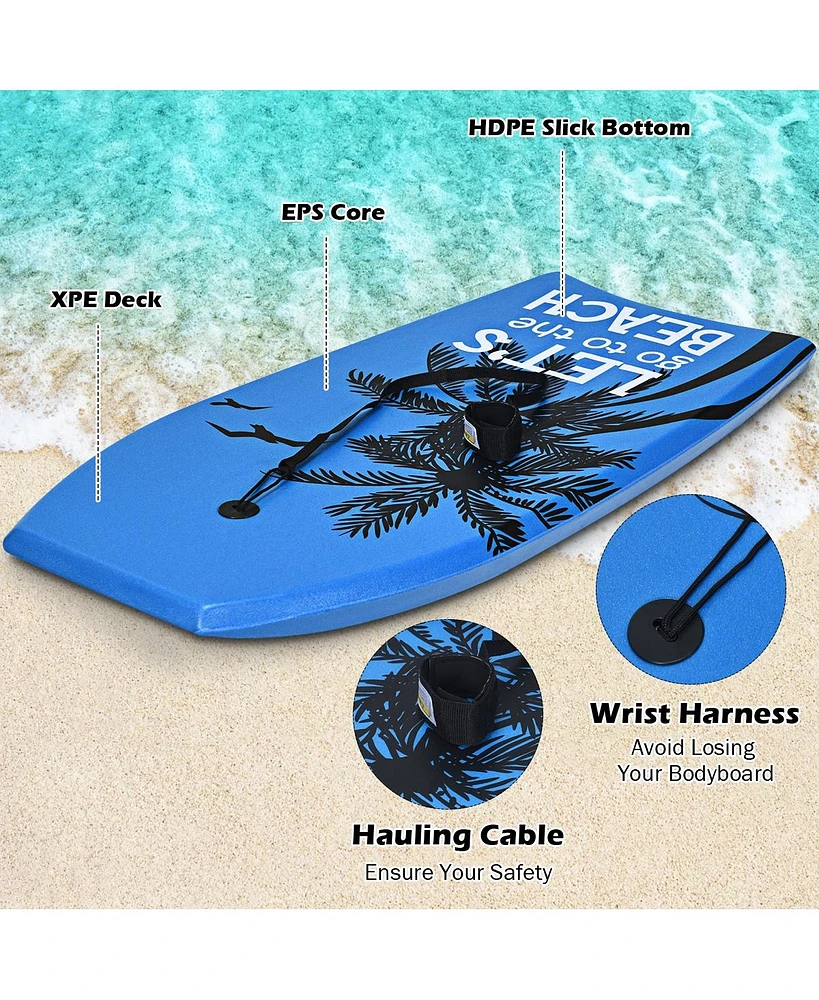 Slickblue Super Lightweight Bodyboard Surfing with Leash Eps Core Boarding