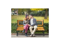 Slickblue Outdoor Cast Iron Patio Bench