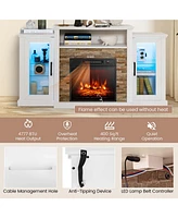 Fireplace Tv Stand with Led Lights & Electric For 65" Wall-Mounted