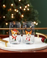 Cambridge 16 Oz Holiday Corgi Beer Can Cocktail Glasses, Set of 2