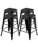 Slickblue 24 Inch Set of 4 Tolix Style Counter Height Barstool Stackable Chair