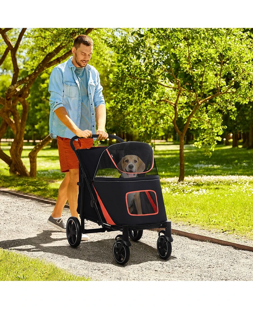 Streamdale Furniture Auto-Fold Dog Stroller Effortless Folding, Comfortable Journey for Pets