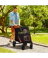 Simplie Fun Auto-Fold Dog Stroller Effortless Folding, Comfortable Journey for Pets