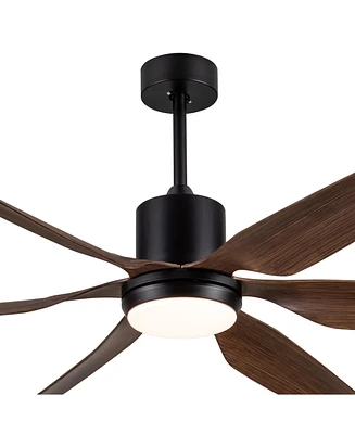 Streamdale Furniture 66" Vintage Ceiling Fan Lighting With Brown Blades In Integrated Led