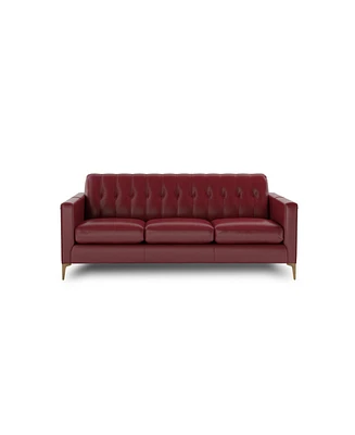 Nice Link Nataylyn 86" Sofa in Red Leather with Metal Leg