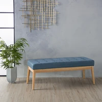 Mid-Century Modern Upholstered Bench with Button-Tufting