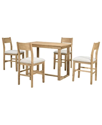 Simplie Fun 5-Piece Farmhouse Dining Set for Small Spaces