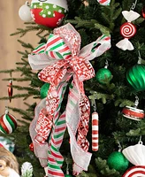 Glitzhome 178ct Christmas Whimsical Red Green Shatterproof Ornaments with Matched Candy Picks and Ribbon Bow Sets