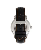 Reign Men Rudolf Automatic Skeleton Leather-Band Watch - Silver/Orange