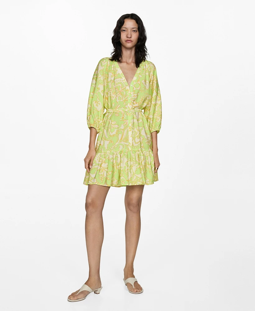 Mango Women's Printed Bow Dress