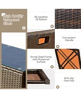 Costway 8PCS Patio Rattan Furniture Set Space-Saving Storage Cushion