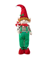 Glitzhome 39 26 H Telescoped Fabric Christmas Boy Elf Standing Decor