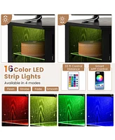 Costway Fireplace Tv Stand with Led Lights & 18'' Electric for Tvs up to 50''