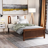 Streamdale Furniture Twin Size Wood Platform Bed With Headboard, Footboard And Wood Slat Support