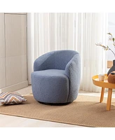 Simplie Fun Teddy Fabric Swivel Accent Armchair Barrel Chair With Powder Coating Metal Ring