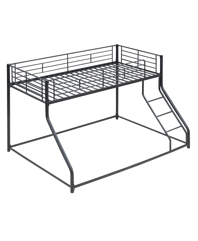 Simplie Fun Metal Floor Bunk Bed, Twin Xl Over Queen