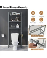 Slickblue Over-The-Toilet Storage Shelf Space Saving Metal Bathroom Organizer Hooks