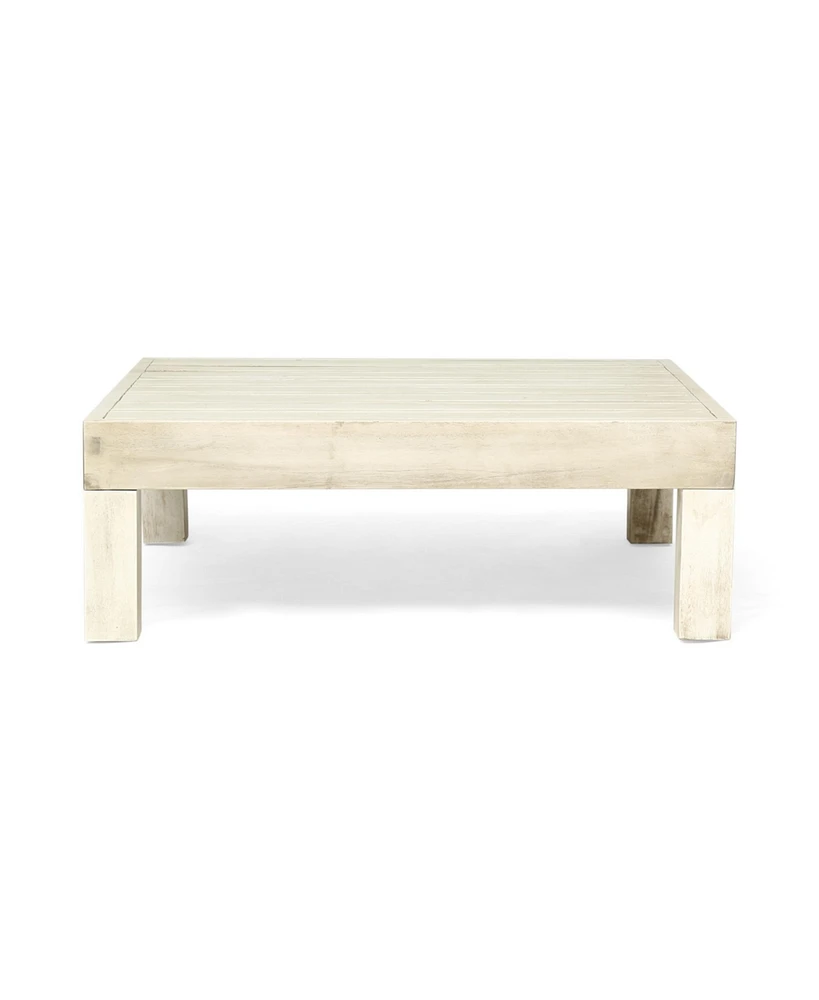 Streamdale Furniture Rustic Acacia Wood Coffee Table with Slat Panel Design