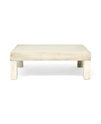 Simplie Fun Rustic Acacia Wood Coffee Table with Slat Panel Design
