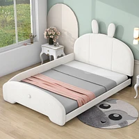 Streamdale Furniture Full Size Upholstered Platform Bed With Cartoon Ears Shaped Headboard