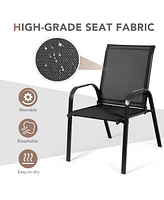Gymax Set of 2 Patio Chairs Dining w/ Steel Frame Yard Outdoor Beige