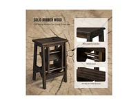 Slickblue 3-in-1 Rubber Wood Step Stool with Convenient Handle For Home