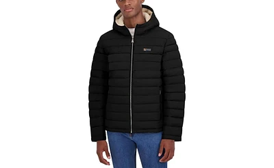 Hfx Men's Quilted Puffer Jacket with Sherpa Fur Lined Hood