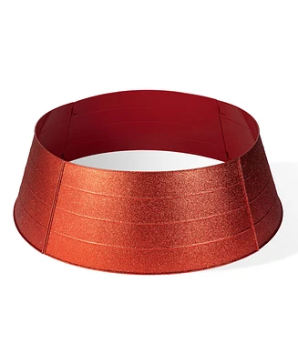 Glitzhome 40.5 D Red Metal Glitter Tree Collar