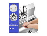 Slickblue Stainless Steel Sink Wall Mount Hand Washing Sink with Faucet and Back Splash