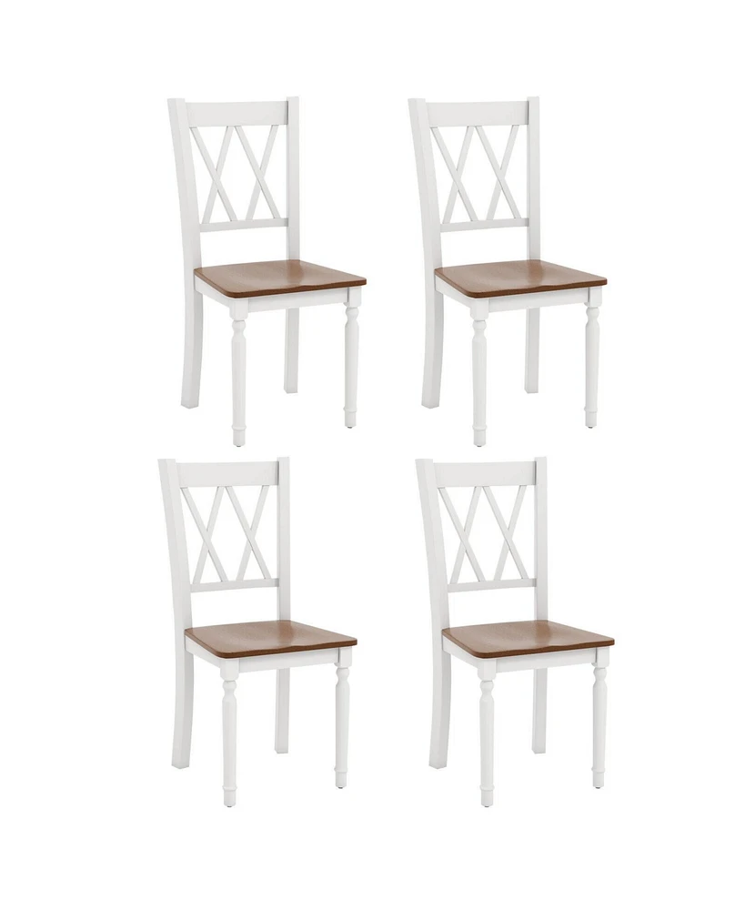 Slickblue Set of Wooden Farmhouse Kitchen Chairs with Rubber Wood Seat