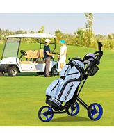 Slickblue Folding 3 Wheels Golf Push Cart with Brake Scoreboard Adjustable Handle