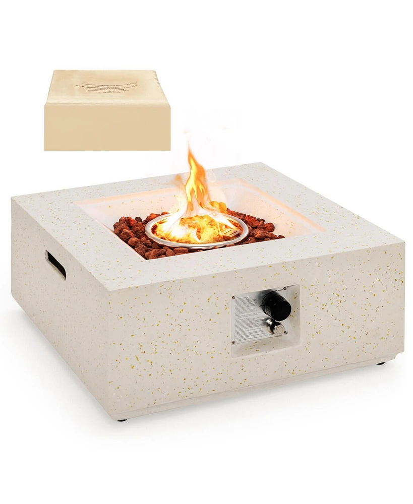 Slickblue 28 Inch 40000 Btu Square Propane Gas Fire Pit with Pvc Cover-White